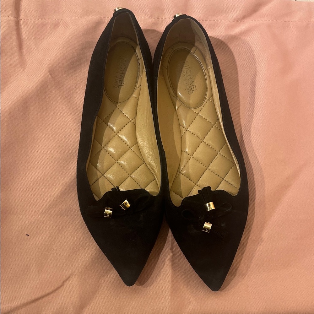 Michael Kors Black Flats with Bow Accent